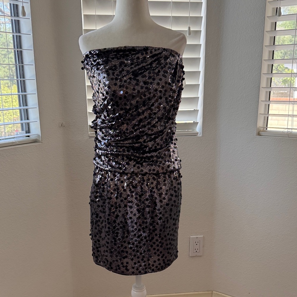 Alice + Olivia Dark Sequin Strapless Dress